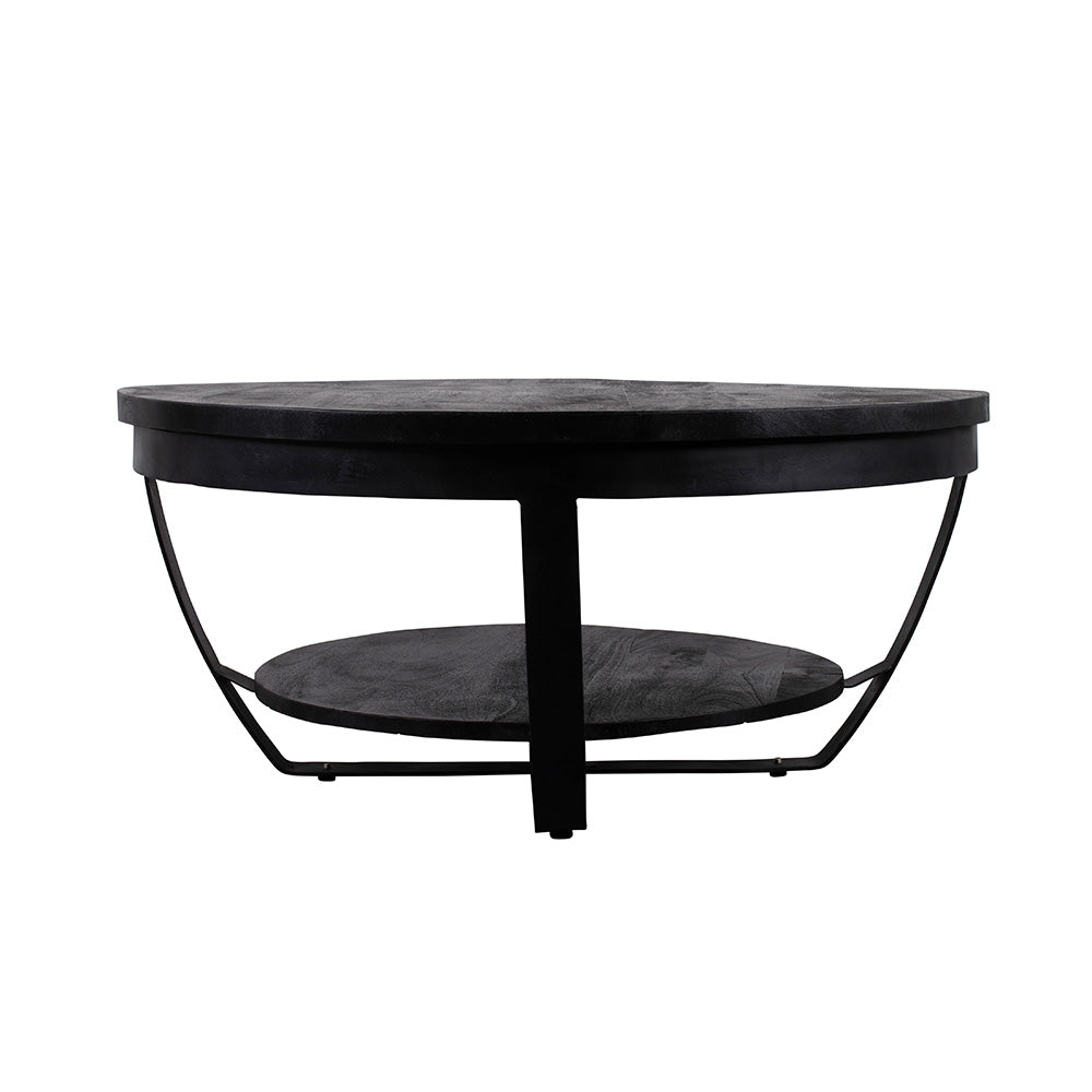 Mangohouten Salontafel Rond Maeve 65 cm Zwart