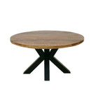 ronde eettafel van mangohout en metalen poot 160 cm