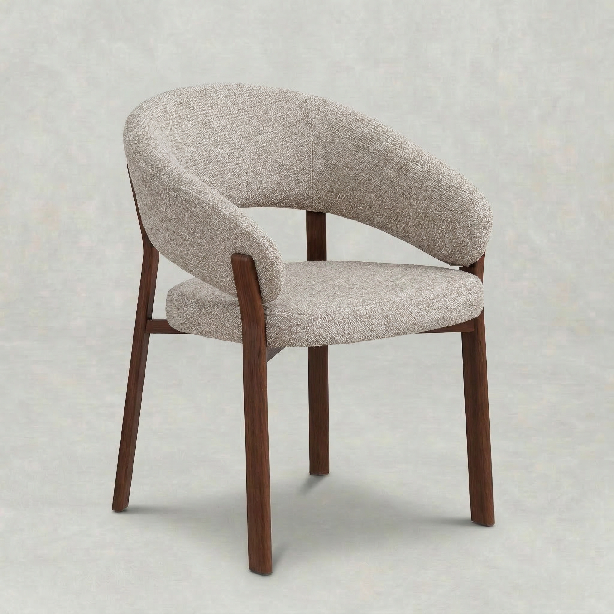 Beige eetkamerstoel met bruin onderstel