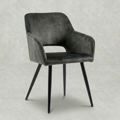 Eetkamerstoel Oslo Donkergroen Fluweel met zwart onderstel