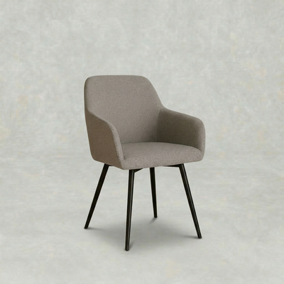 Eetkamerstoel Horsens Donkergrijs Bouclé met zwart onderstel