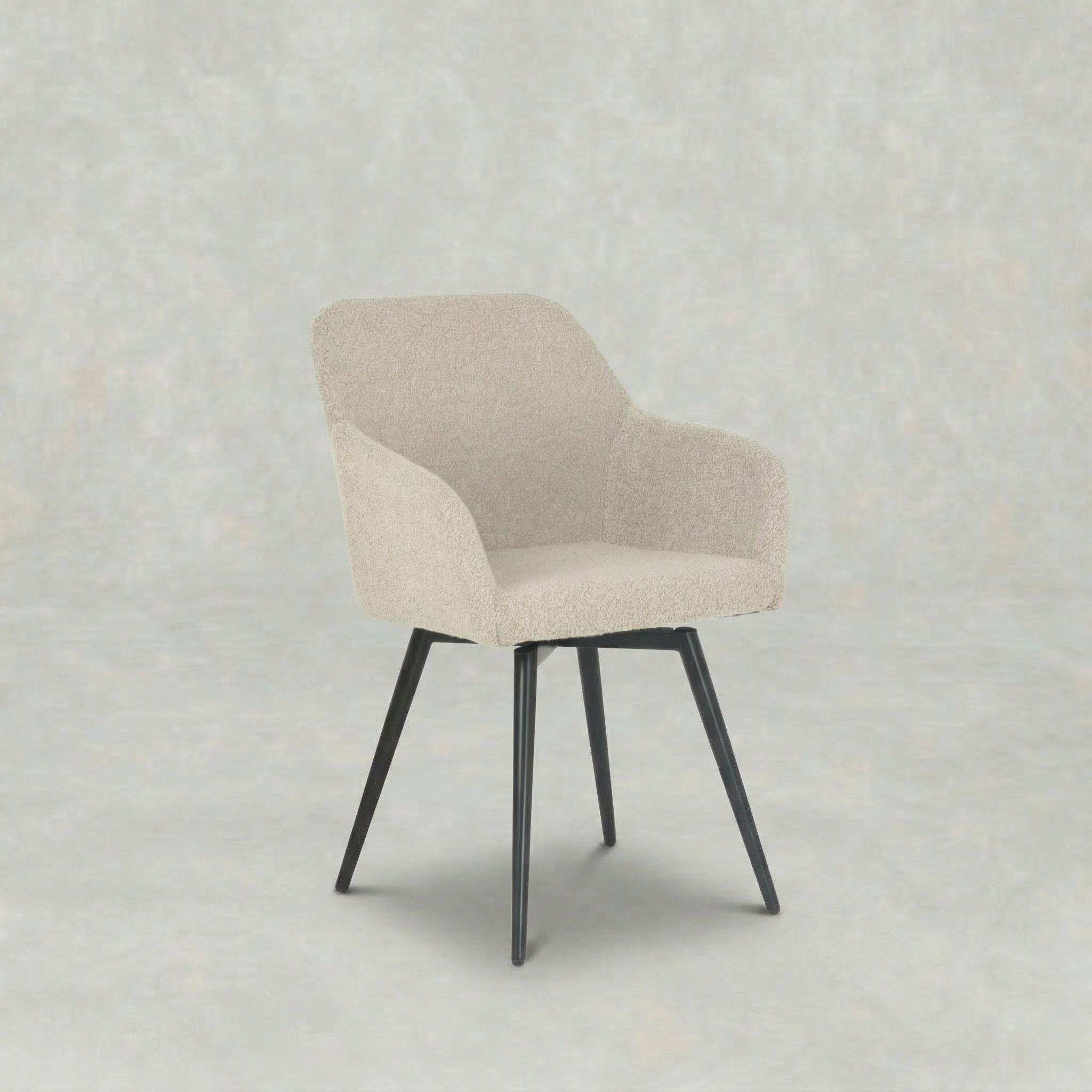 Boucle zand eetkamerstoel met zwart onderstel