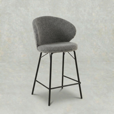 Barkruk Visby Donkergrijs Bouclé met zwart onderstel