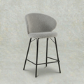 Beige boucle barkruk met zwart onderstel