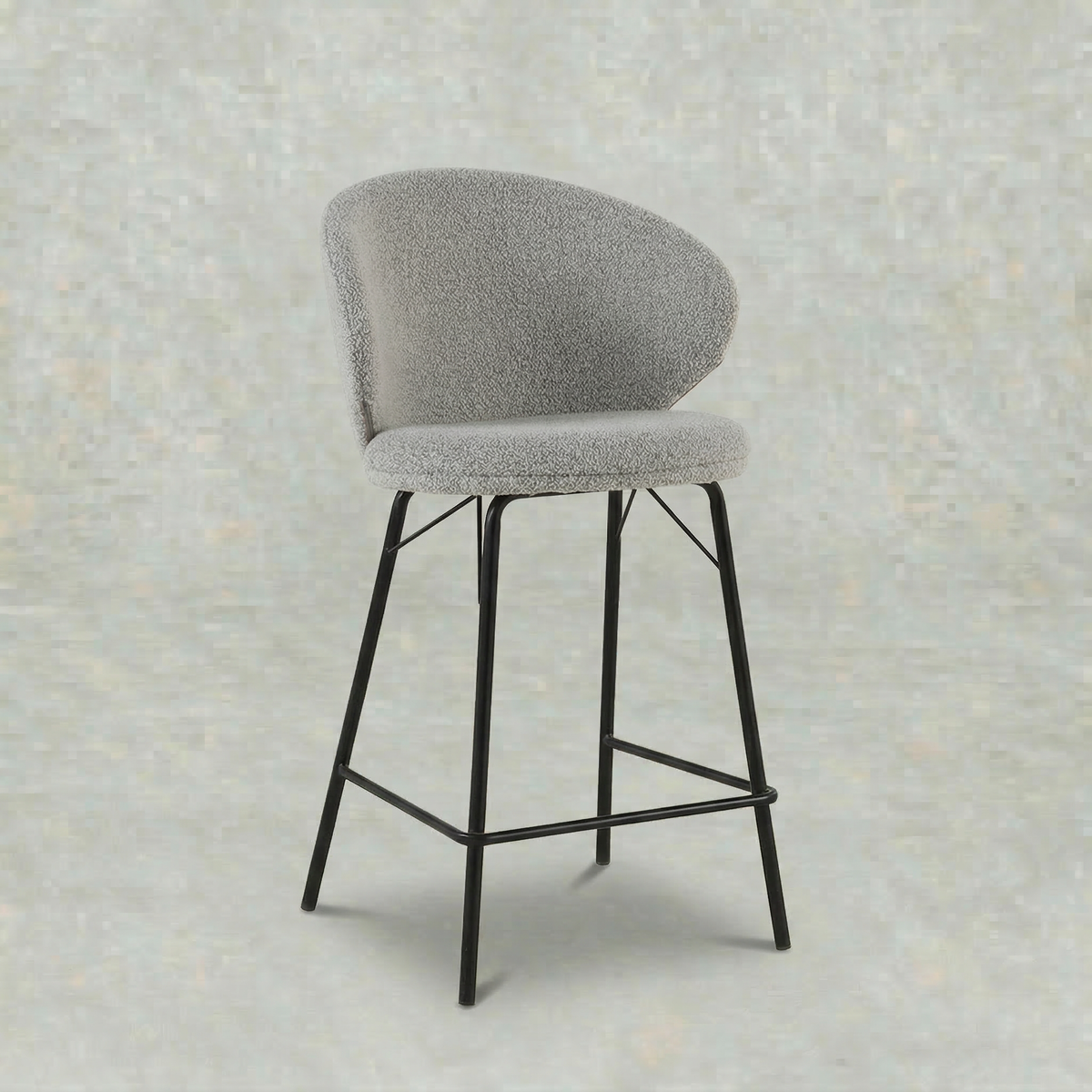 Beige boucle barkruk met zwart onderstel