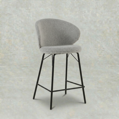 Barkruk Visby Beige Bouclé met zwart onderstel