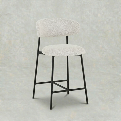 Barkruk Falun Beige Bouclé met zwart onderstel