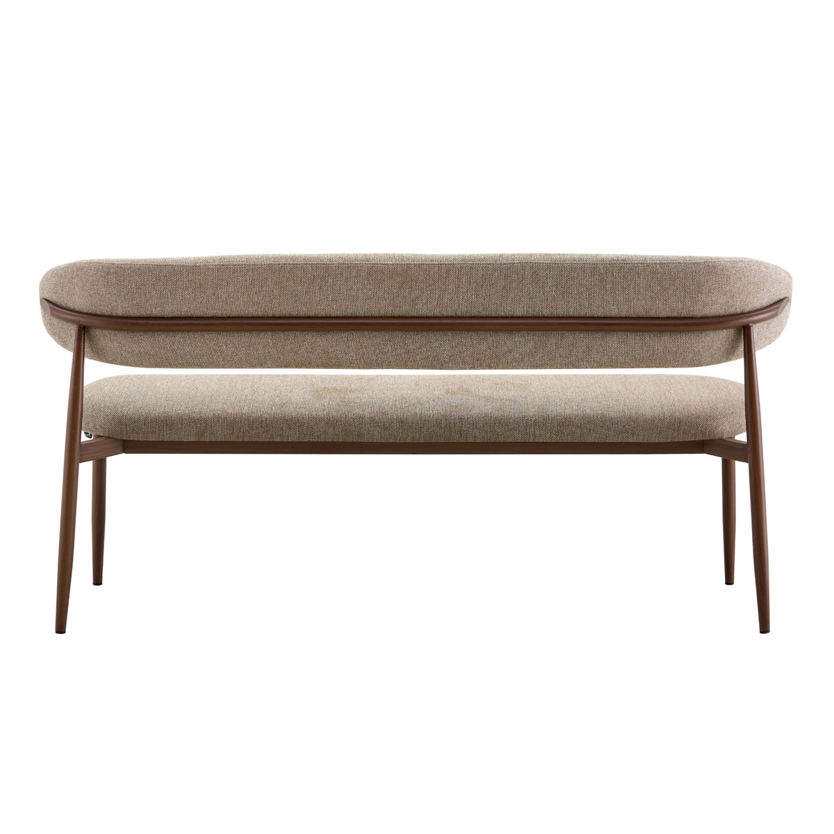 Eetkamerbank Japandi Sora 160 cm Taupe met walnoot onderstel