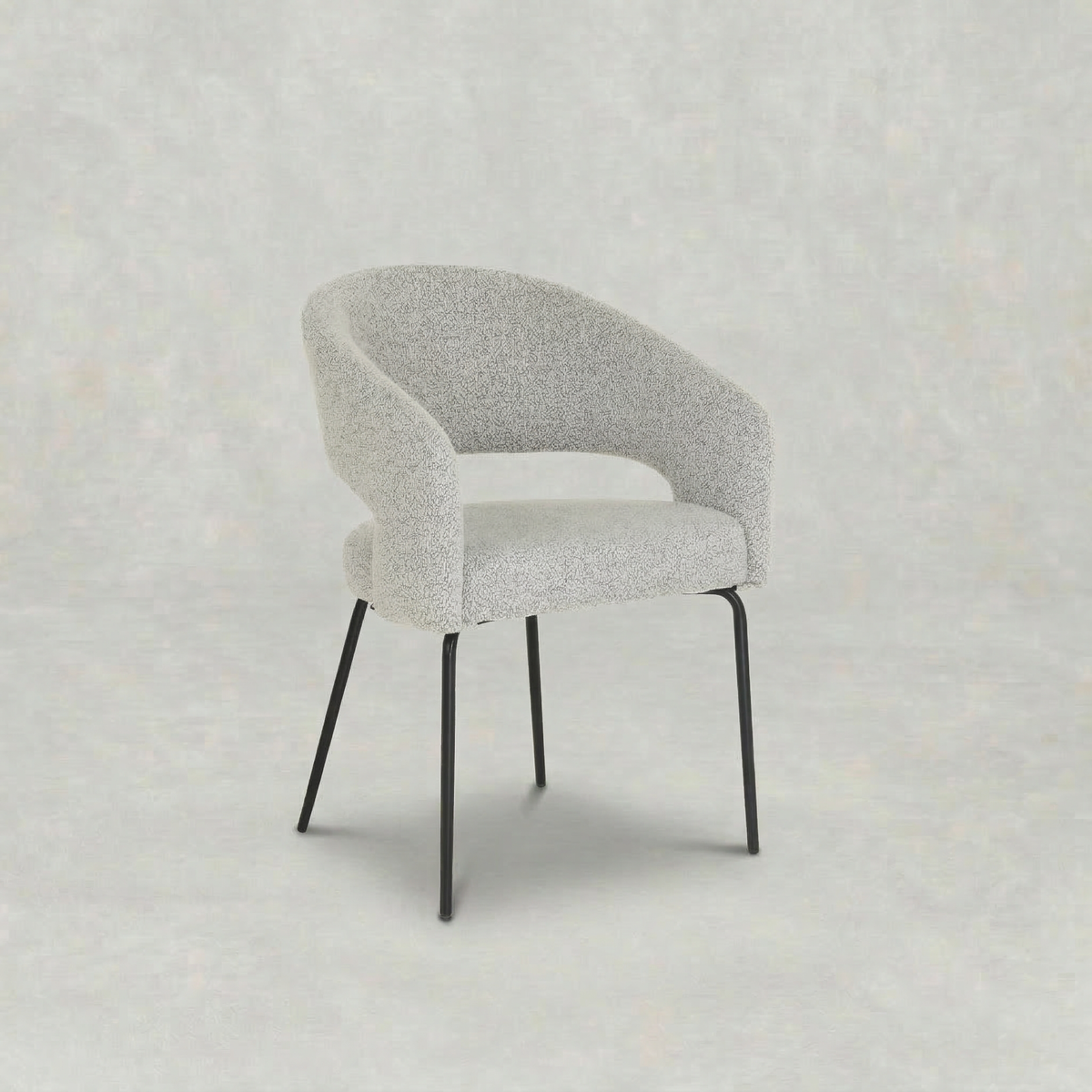 Boucle beige eetkamerstoel met zwart onderstel