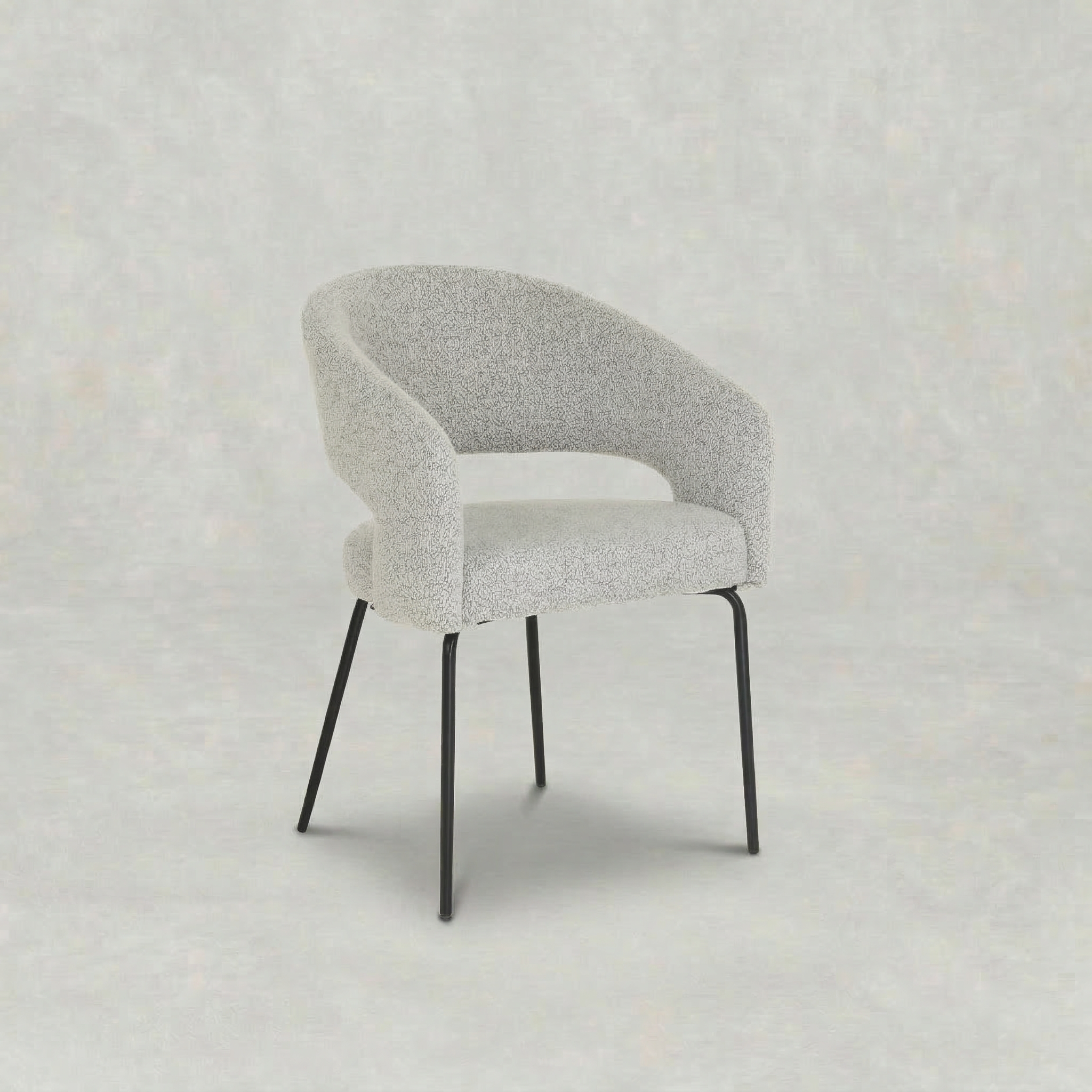 Boucle beige eetkamerstoel met zwart onderstel