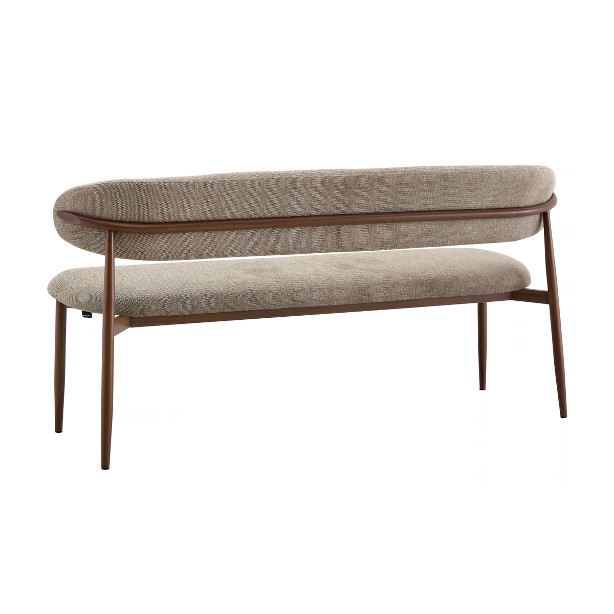 Eetkamerbank Japandi Sora 160 cm Taupe met walnoot onderstel