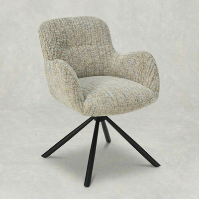 Eetkamerstoel Espoo Lichtgrijs met zwart onderstel