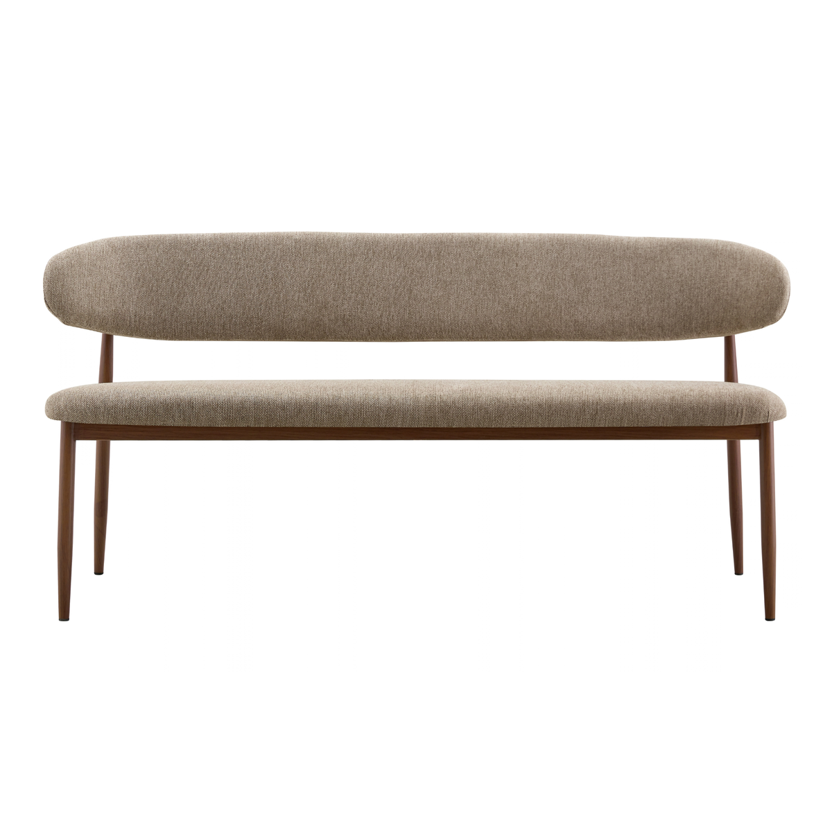 Eetkamerbank Japandi Sora 160 cm Taupe met walnoot onderstel