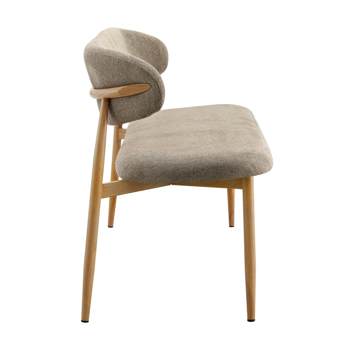 Eetkamerbank Japandi Sora 160 cm Beige met walnoot onderstel