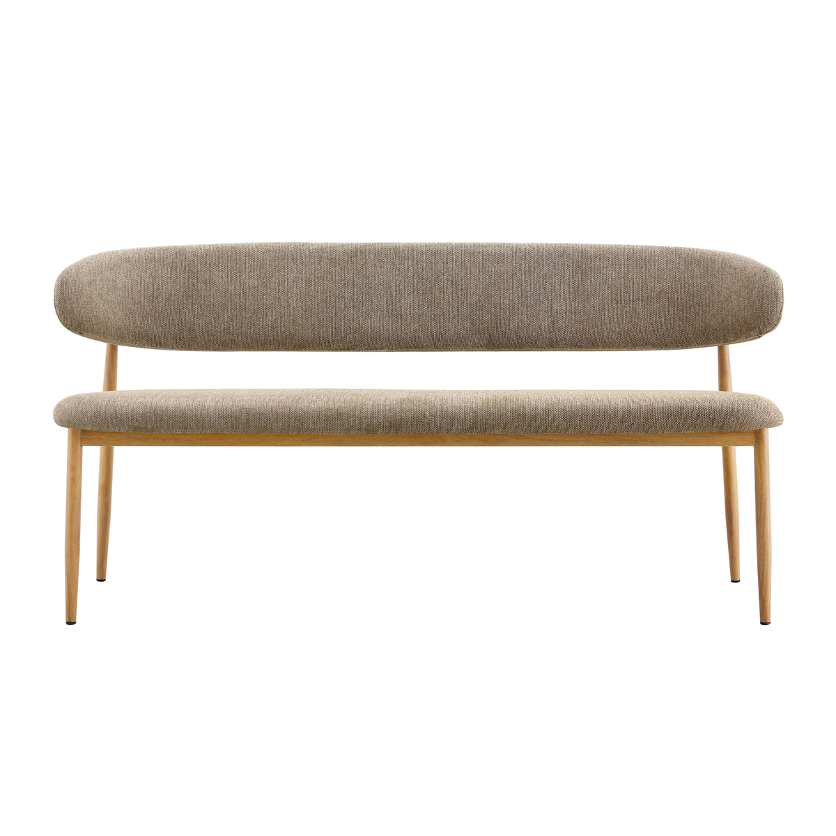 Eetkamerbank Japandi Sora 160 cm Beige met walnoot onderstel