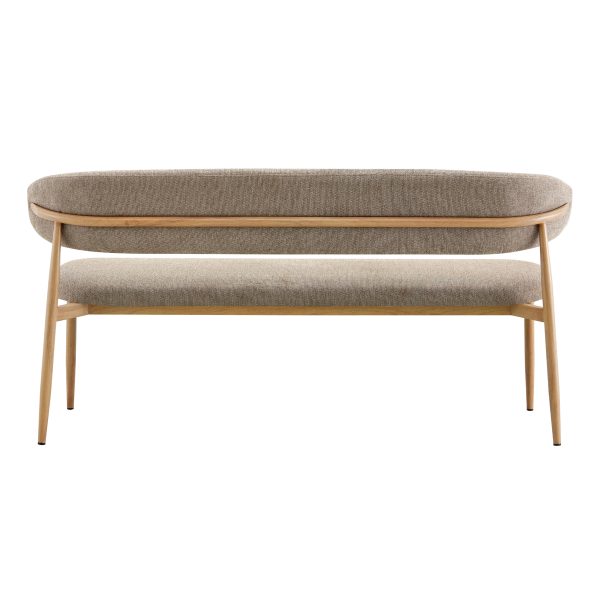 Eetkamerbank Japandi Sora 160 cm Beige met walnoot onderstel