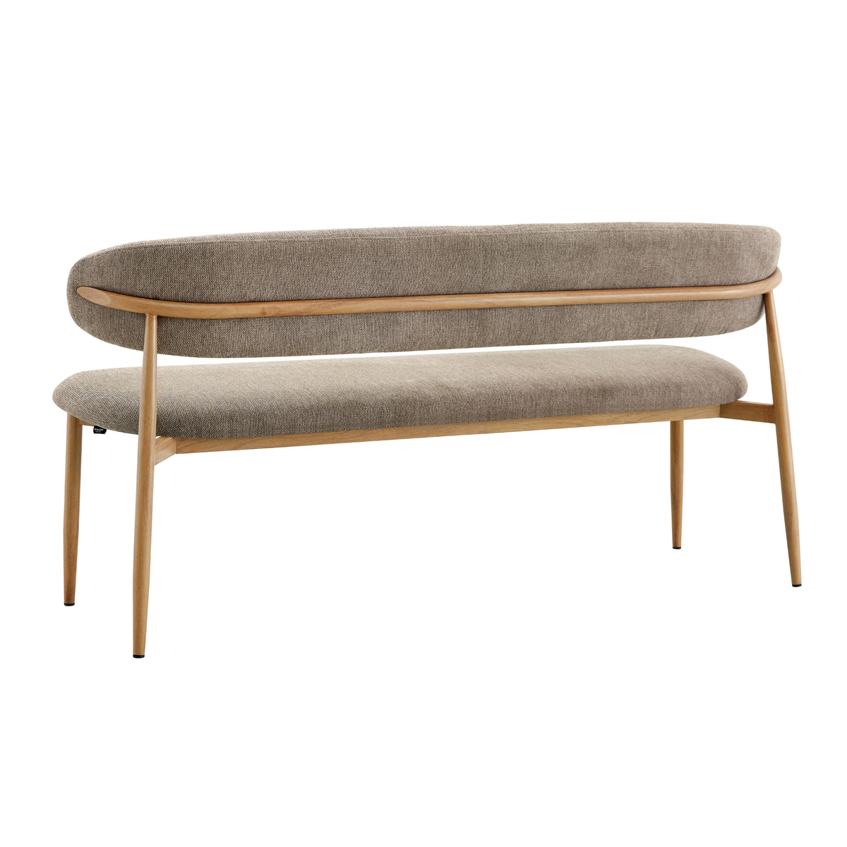 Eetkamerbank Japandi Sora 160 cm Beige met walnoot onderstel