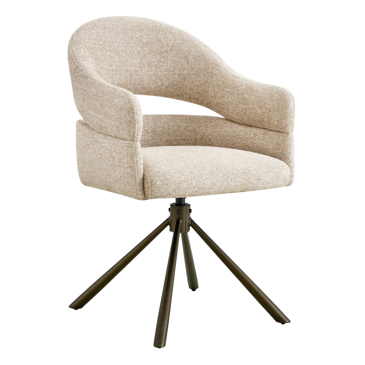 Eetkamerstoel Umea Beige met koper onderstel