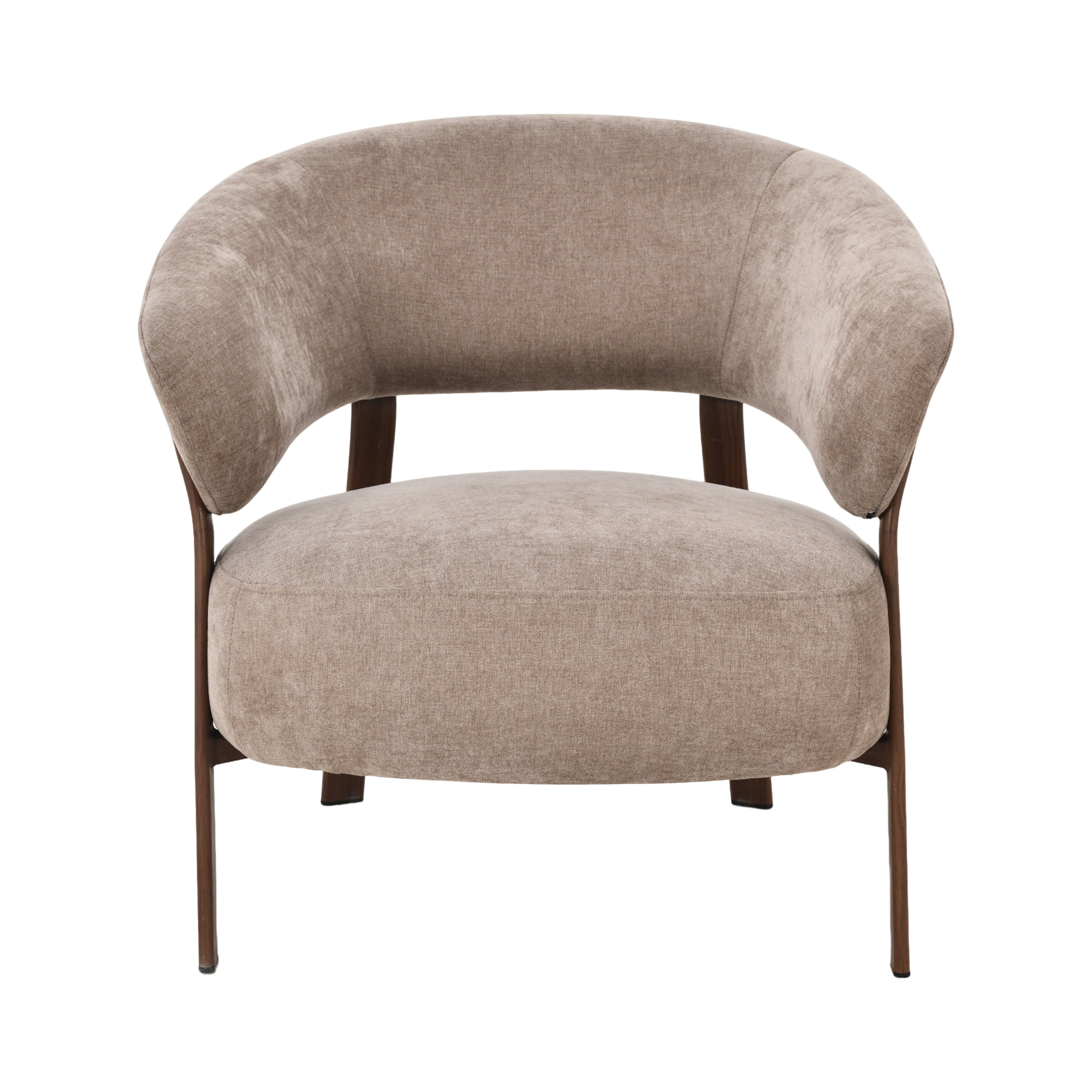 Fauteuil Japandi Kaito Taupe met walnoot onderstel