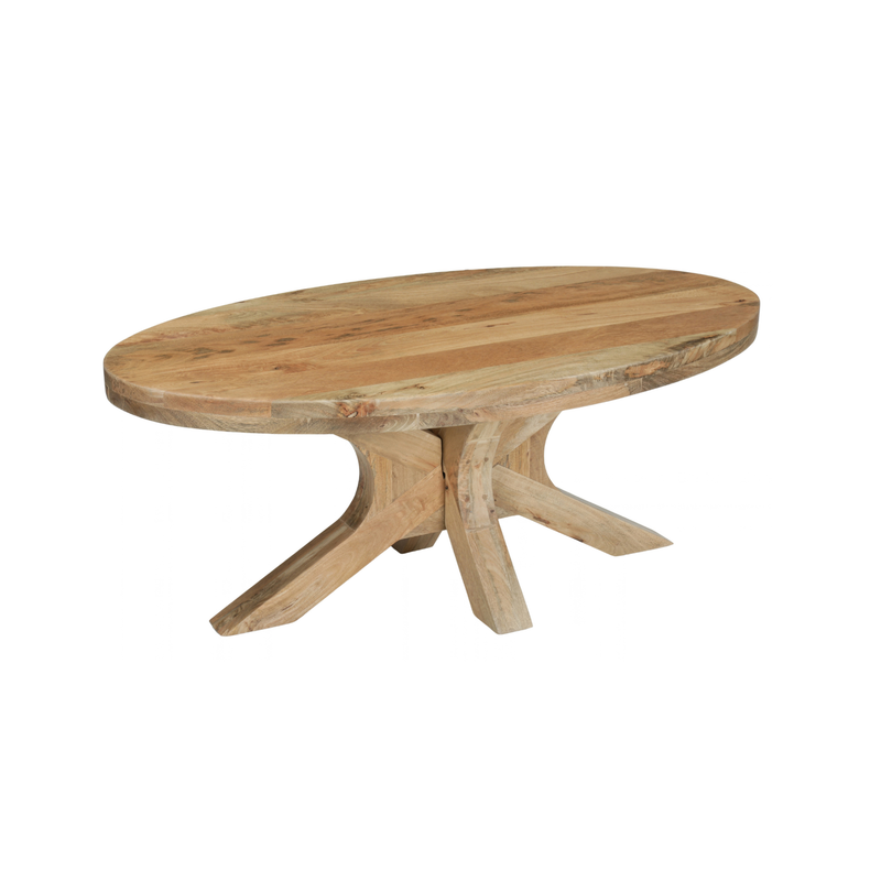 Mangohouten Salontafel Sun Ovaal 110 cm Houten onderstel
