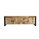 Mangohouten Tv Meubel Britt 180 cm 3 deuren 2 lades