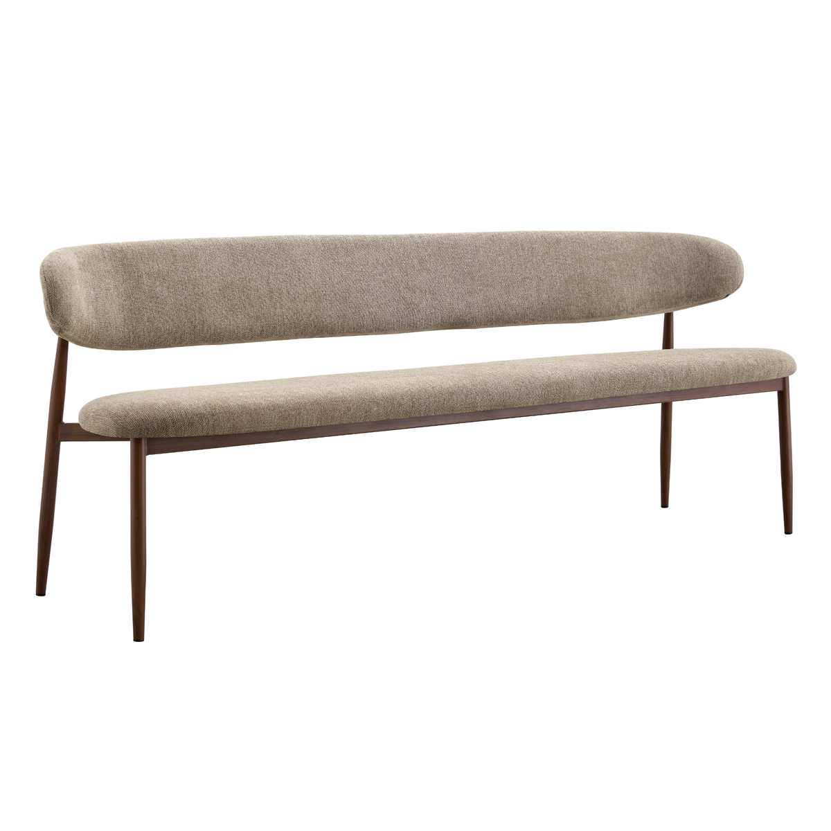 Eetkamerbank Japandi Sora 200 cm Taupe met walnoot onderstel