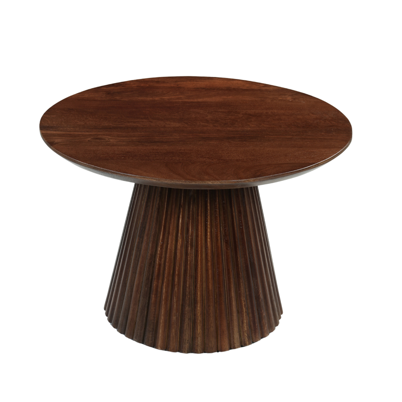 Donkerbruine ronde salontafel
