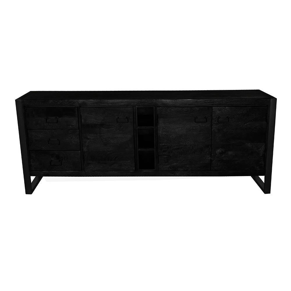 Mangohouten Dressoir Kelvin 200 cm Zwart