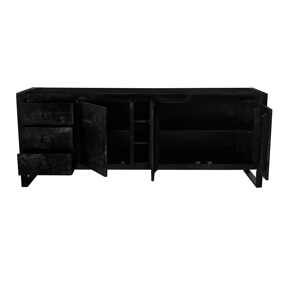 Mangohouten Dressoir Kelvin 200 cm Zwart