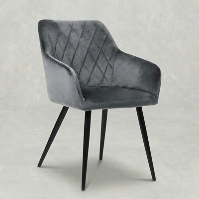 Eetkamerstoel Malmö Grijs Fluweel met zwart onderstel