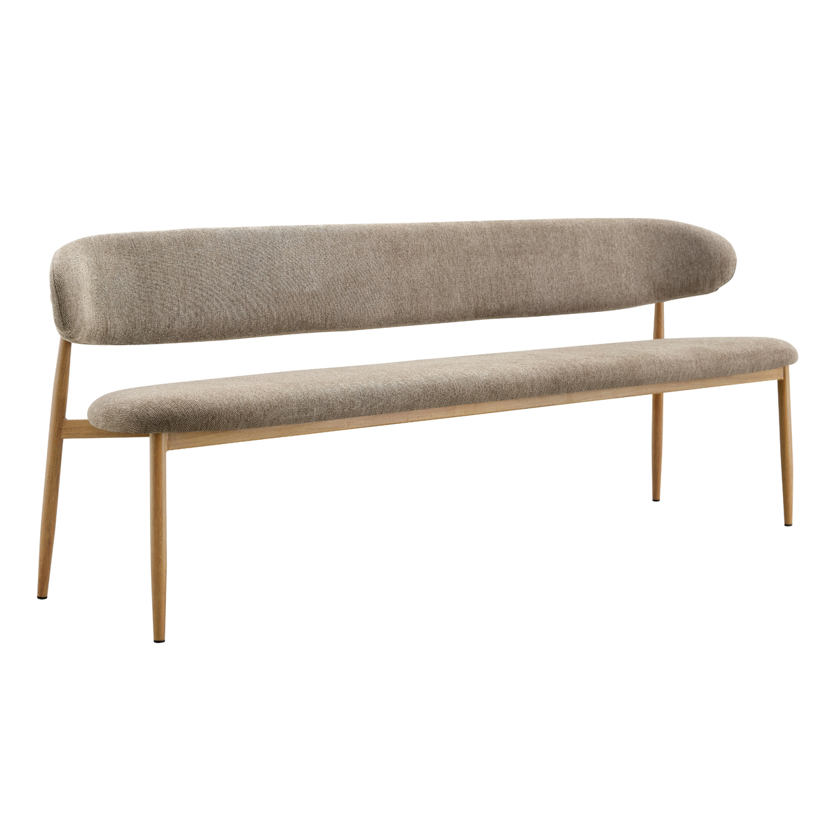 Eetkamerbank Japandi Sora 200 cm Beige met walnoot onderstel