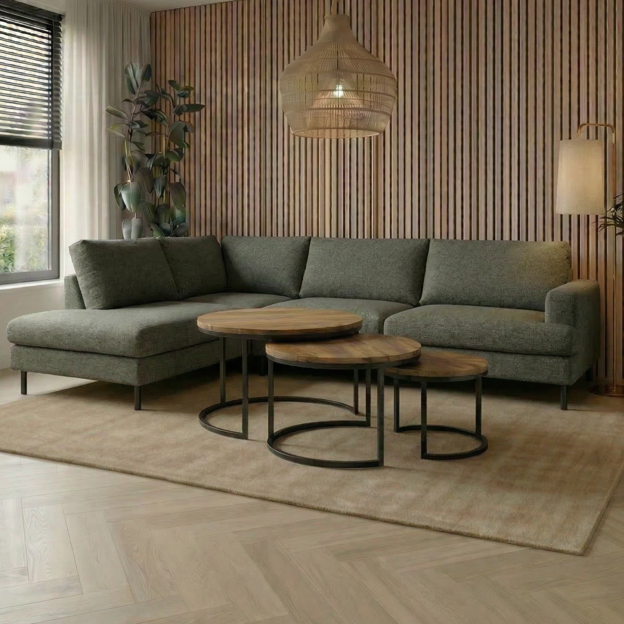 Hoekbank Cian 4-zits Links Groen