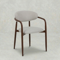 Beige eetkamerstoel met walnoot kleur onderstel