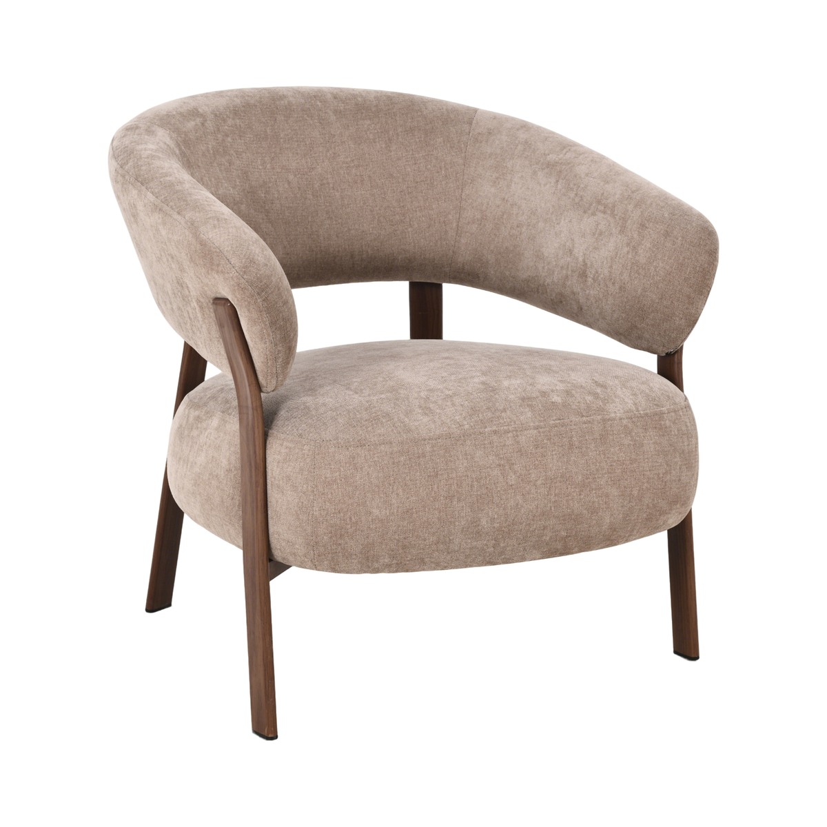 Fauteuil Japandi Kaito Taupe met walnoot onderstel