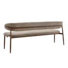 Eetkamerbank Japandi Sora 200 cm Taupe met walnoot onderstel