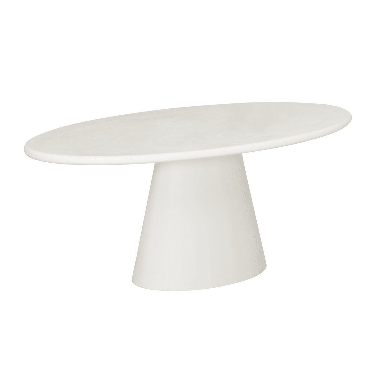 Eettafel Ovaal Maya Microcement Kegelpoot 200 cm Wit