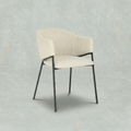 Linnen beige eetkamerstoel met zwart onderstel