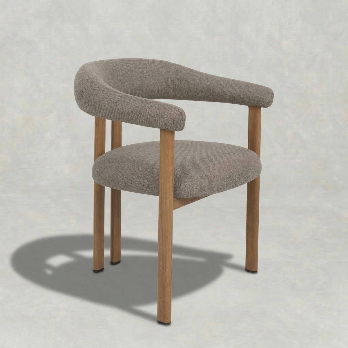 Taupe eetkamerstoel met eiken kleur onderstel