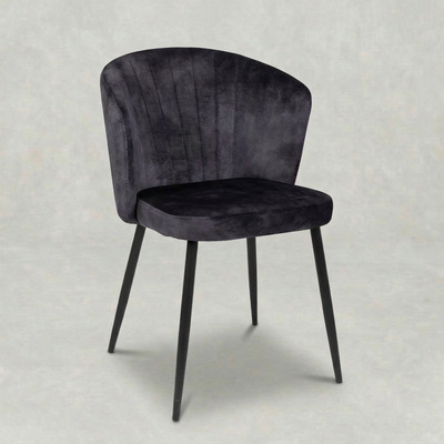 Eetkamerstoel Svendborg Donkergrijs Fluweel met zwart onderstel