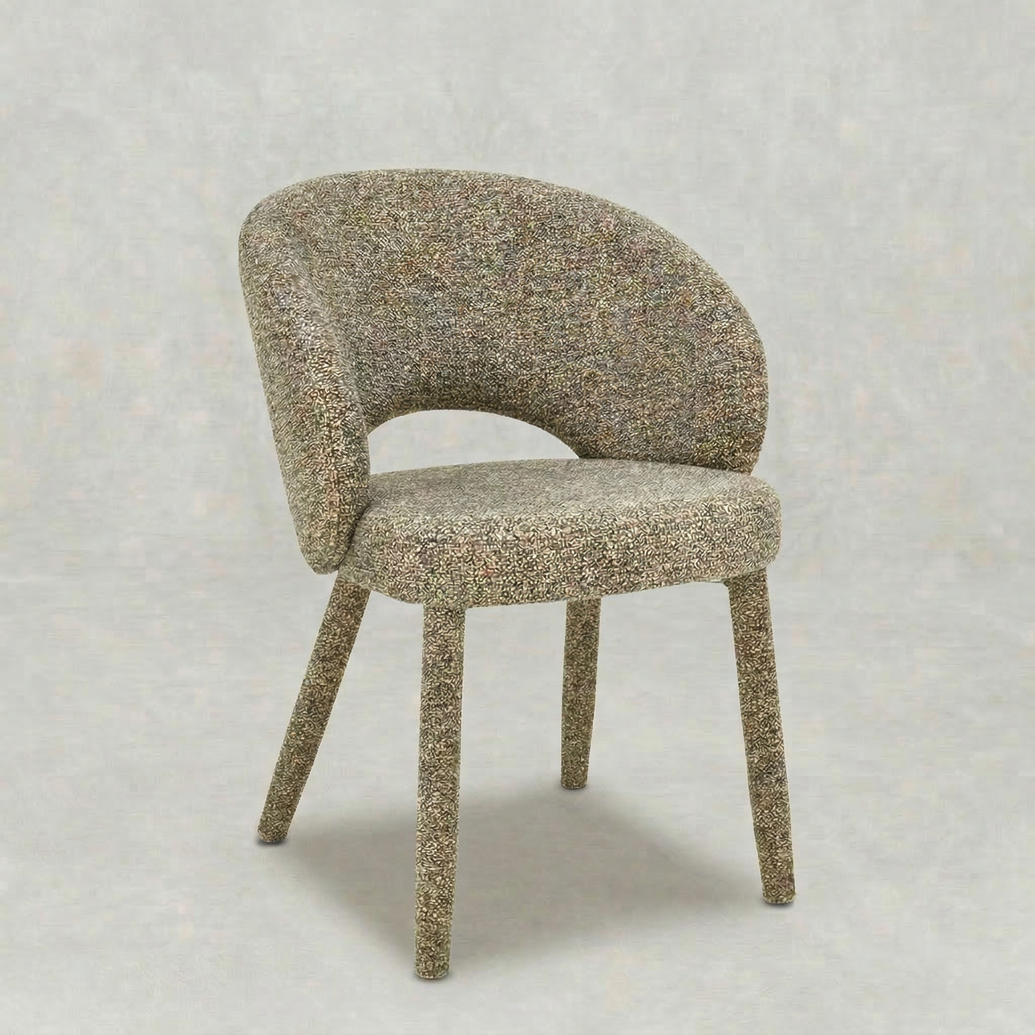 Taupe eetkamerstoel met stoffen onderstel