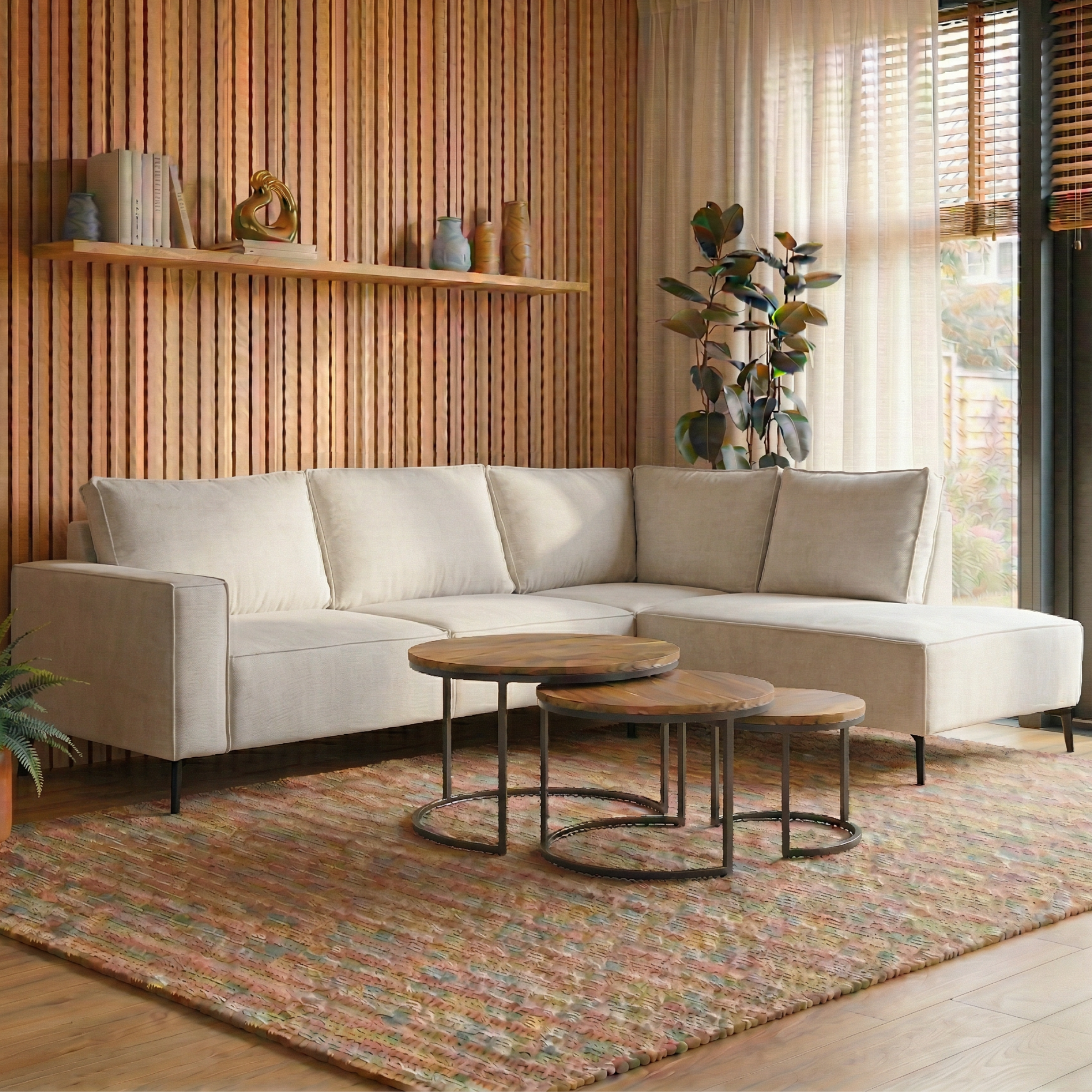Hoekbank Kael 4-zits Rechts Beige