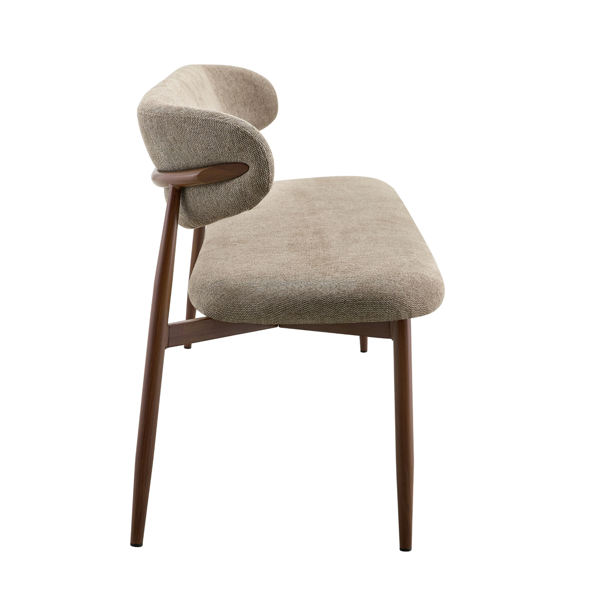 Eetkamerbank Japandi Sora 200 cm Taupe met walnoot onderstel