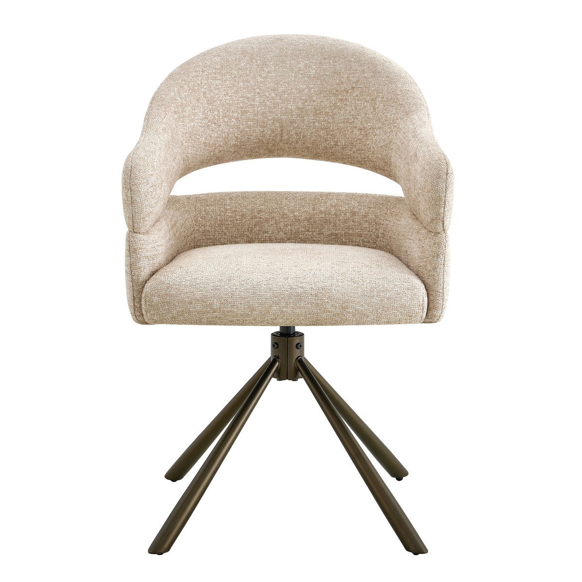 Eetkamerstoel Umea Beige met koper onderstel