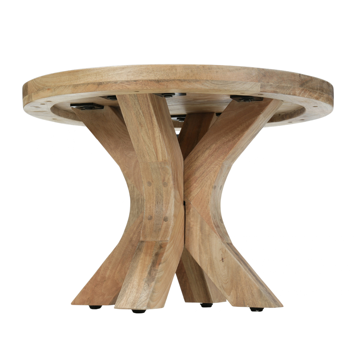 Mangohouten Salontafel Sun Rond 60 cm Houten onderstel