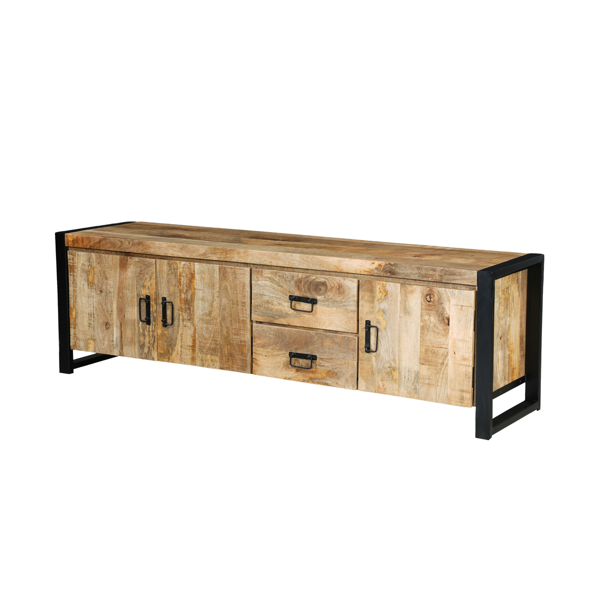 Mangohouten Tv Meubel Britt 180 cm 3 deuren 2 lades