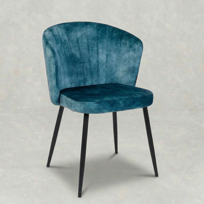 Eetkamerstoel Svendborg Donkerblauw Fluweel met zwart onderstel