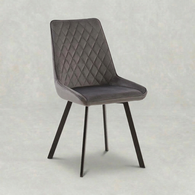 Eetkamerstoel Brøndby Grijs Fluweel met zwart onderstel