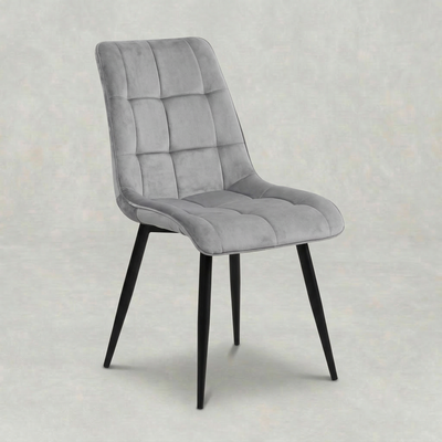 Eetkamerstoel Bergen Grijs Fluweel met zwart onderstel