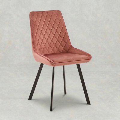 Eetkamerstoel Brøndby Roze Fluweel met zwart onderstel