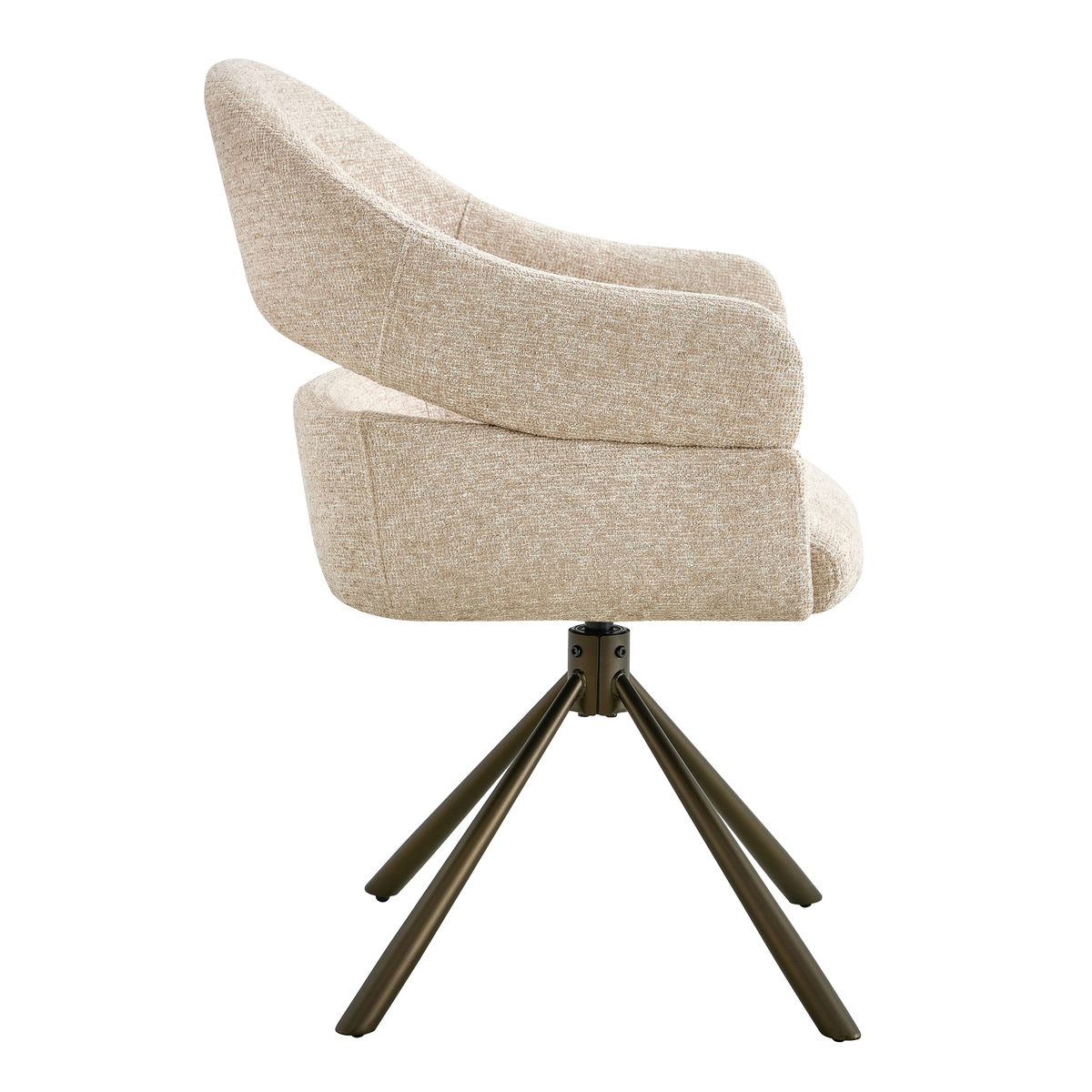 Eetkamerstoel Umea Beige met koper onderstel